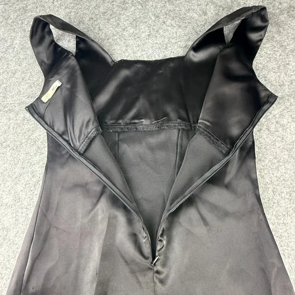Favé Satin Little Black Dress Pleated Bust Details Size Small - Picture 3 of 6